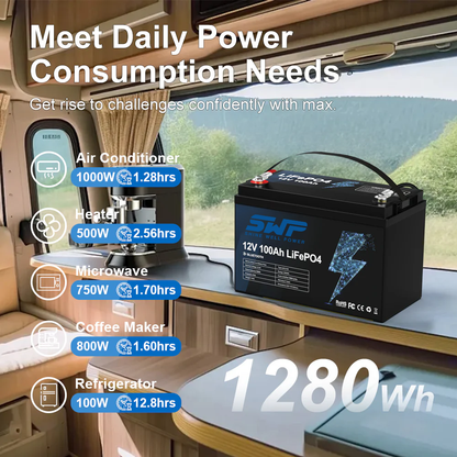 12V 100Ah LiFePO4 Lithium Battery – Reliable Power for RV, Solar & Marine